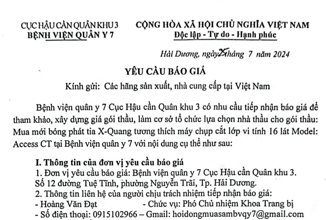  Thông báo về việc tham gia dự thầu 