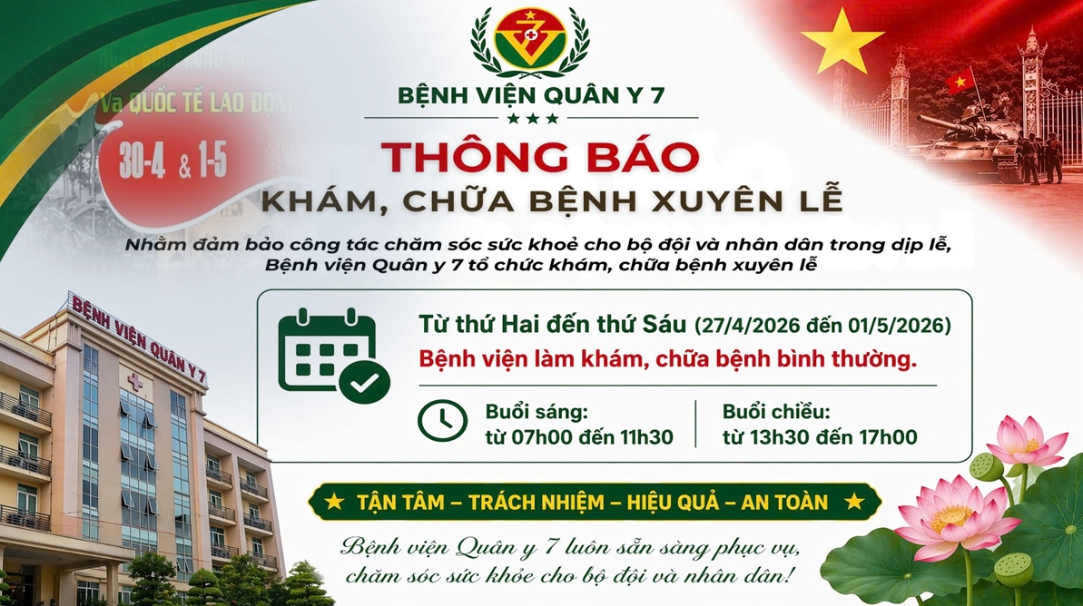 Thông báo về việc tổ chức KCB dịp nghỉ Lễ Giỗ Tổ Hùng Vương (10/3 âm lịch) và 30/4 - 01/5 năm 2026